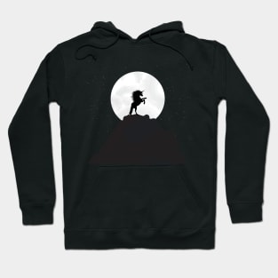 Unicorn on mountain top at full moon Hoodie